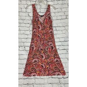 Gap Scoop Neck Pink Orange White Brown Paisley A-Line S Sundress Boho Retro